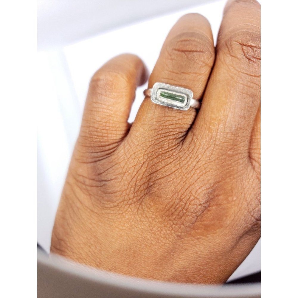 Green raw Tourmaline Crystal Ring handmade sterling silver artisan handmade ring - Picture 9 of 12